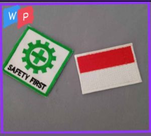 Satu set badge logo bendera merah putih dan logo K3 safety  first