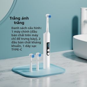 Bàn chải đánh răng điện JIUSHANMEI tự động xoay màn hình LED có thể sạc lại hiển thị mức pin