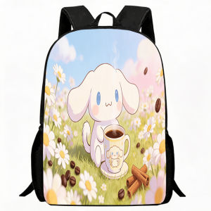 Sanrio | Kids Bag Cinnamoroll Print Children Backpack Fluffy White Plush on Light Blue Background Design School Bag Lightweight Breatha