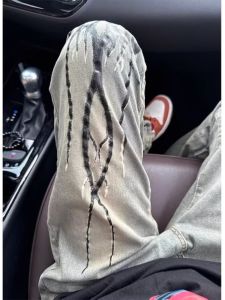 2025 New American High Street Printed Jeans Mens Washed Vintage Micro Flared Straight Leg Casual Summer Jeans