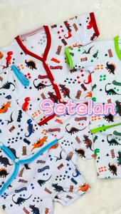 Setelan Pakaian Bayi Motif Hewan Lucu - Baju dan Celana Pendek - Bahan Lembut - Usia 0-1 Tahun