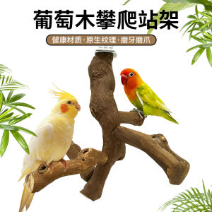 Parrot Cage Decorative Rod Grape Wood Stand Tiger Lily Peony Roosting Bird Claw Grinding Stick Cage Interior Decoration