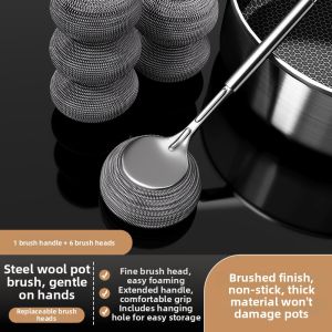 youqin | Kitchen Use Stainless Steel Long Handle Dish Washing Scrub