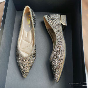 Elegant French Style Low Heel Chunky Heel Womens Single Shoes for Skirts Comfortable Fashionable mid Heel Rubber Outsole