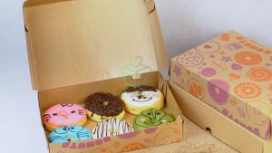 [25 PCS] Dus Donat Isi 6 Box Donut Mini Motif Polos Cokelat Wadah Kue Bakpao Laminasi Eceran