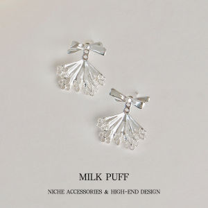 Elegant Lace Trim Butterfly Knot Womens Hoop Earrings Luxury Minimalist High-End Feeling New Unique Fashion Jewelry Accessories