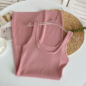 Pure欲风辣妹方领收腰显瘦连衣裙包臀针织吊带裙气质通勤纯色无袖A字裙2023年夏季小个子单件