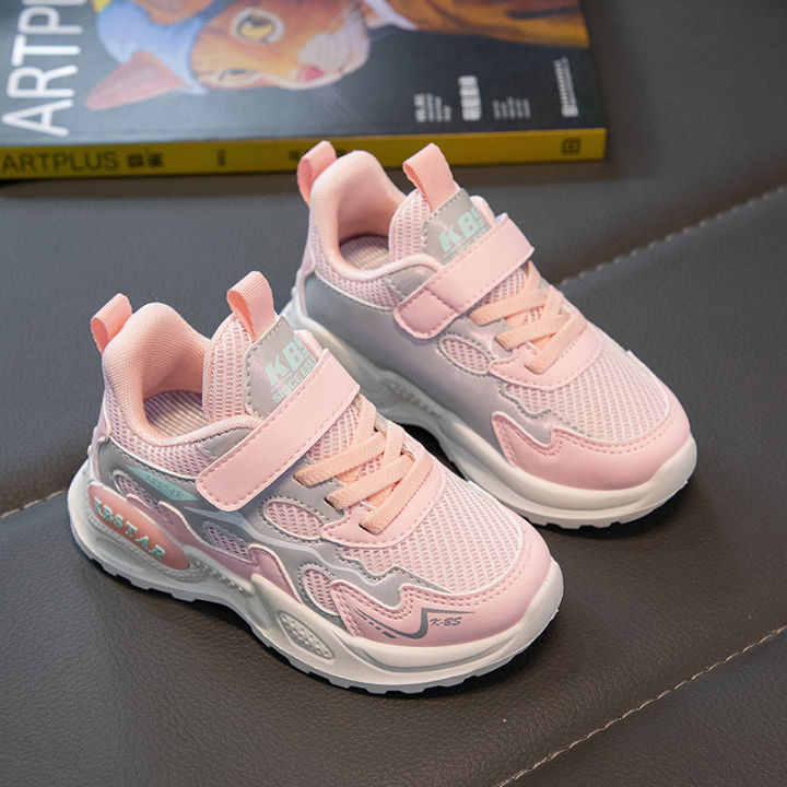 Girls Sport Shoes Children's Casual Running Shoes Breathable Mesh Soft Bottom Anti-Slip Spring Autumn New Style Kids Sneakers