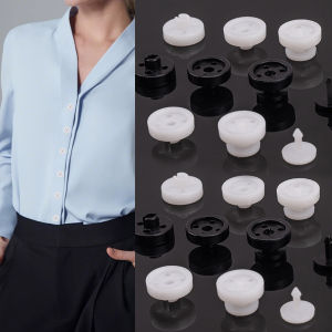 M.G.【Ready in Stock】 Removable Shirt Buttons Plastic Button DIY Quick Installation Buttons Black and White 8Pcs/Set