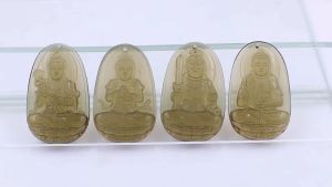 Mặt dây chuyền Bất động minh vương đá obsidian 2.2 x 3.6 cm 3.2 x 5 cm kèm vòng cổ dây chuyền inox + móc inox Phật bản mệnh