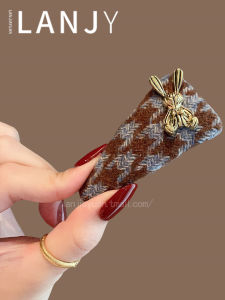 Retro Plaid Hair Clip Fashion Gold Label Heart BB Clip Stylish Side Hair Clip Versatile for Outdoor Use Hair Accessories
