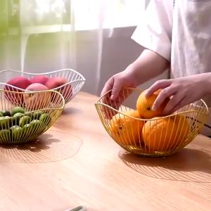 Gold Fruit Tray/Keranjang Tempat Buah Warna Gold Daun Teratai
