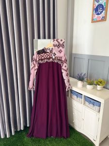Elena dress/syifa gamis/gamis mlaya/crinkle dress premium/gamis siap kirim/gamis lebaran/gamis arsyila/gamis free hijab