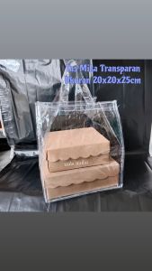 1 pcs Tas Hajatan Mika Polos Transparan Uk. 20x20x25 cm Tas Ulang tahun Souvernir Hampers