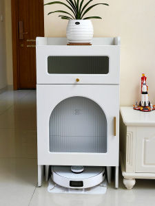 Modern Simplicity Robot Vacuum Cleaner Storage Cabinet Shelf Base Station above Cabinet Wheels for Adults Artificial Board