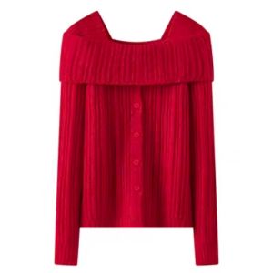 HUOLISI | Off-Shoulder Slimming Slit Knitted Sweater