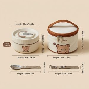 WORTHBUY | Hộp Cơm Trưa Tròn Bằng Thép Không Gỉ 304 Có Tay Cầm Có Thể Dùng Lò Vi Sóng Giữ Nhiệt Đựng Thức Ăn Cho Trẻ Em Và Người Lớn