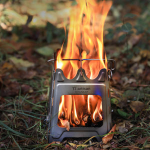 Tiartisan Outdoor Pure Titanium / Stainless Steel Wood Stove Portable Hinge Design Camping Stove Foldable Firewood Grill Stove