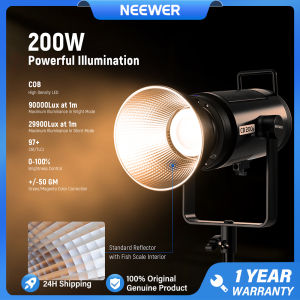 NEEWER แฟลชวิดีโอ LED 200W 2700-6500K สองสีพร้อมแอปควบคุมการติดตั้ง Bowens CB200B
