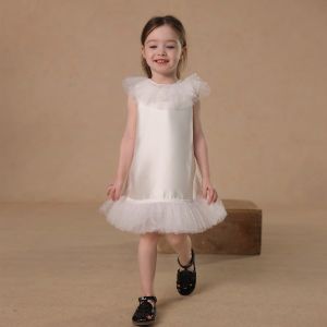 Princess Style Sequin Splice Tulle Summer Dress Children Girls Vest Skirt Casual Polyester Fiber Fashionable Ceremony Dress
