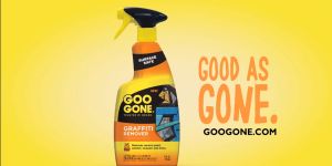 Goo Gone Graffiti Remover Spray Bottle 24 oz. removes latex acrylic and aerosol paint enamel and lacquers.