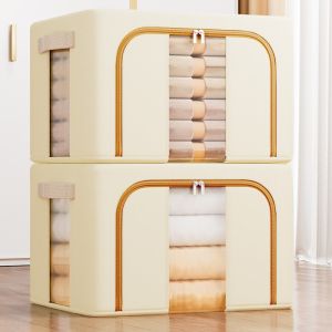 Large Capacity Clothing Storage Box Home Wardrobe Organization Box Visible Window for Moving Bedding Simplistic Foldable Oxford Cloth