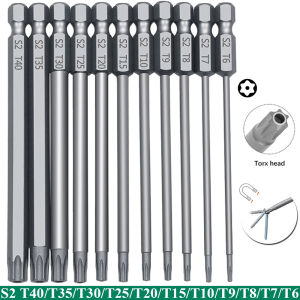 11 PCS Torx Security Bit Set S2 Steel Magnetic Security Screwdriver Set 50/100mm Star Screwdriver Set for Shark Vacuum T6-T40