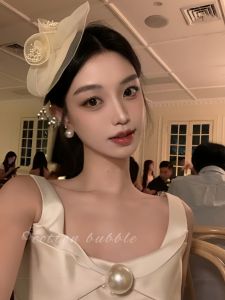 French Style Wedding Headpiece Womens White Net Flower Hair Clip Retro Republic of China Bridal Hat Veil Hair Accessories