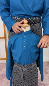 BAJU MELAYU RAYA SEMPURNA 2026 SLIM FIT COTTON TEAL BLUE SEPASANG DEWASA & BUDAK ( C025BM ) BMC