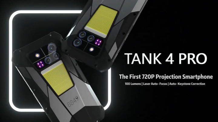 Unihertz Tank 4 Pro 5G Rugged Phone Built-in 720P Projector