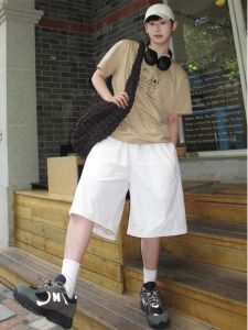 White Quick Dry Mens Shorts Summer Outdoor Fitness Basketball Pants Running Sport Trousers American Trendy Brand Loose Fit