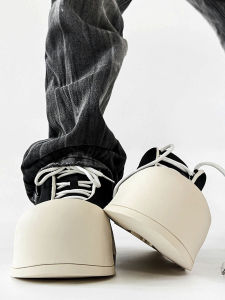 รองเท้า Micky Big Head สําหรับผู้ชายและผู้หญิงรองเท้าลําลองผ้าใบทรงกลมพร้อมพื้นรองเท้าหนาและพื้นรองเท้าบอร์ดเพิ่มความสูงสําหรับกีฬา