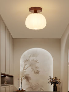 DGY | Retro Wooden Cream Hallway Ceiling Light