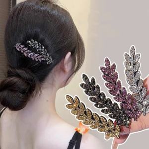 🔥Rhinestone Wheat Ear Duckbill Clip High-end Hair Clip Women Elegant Temperament Bangs Clip LovelylifeFu👍