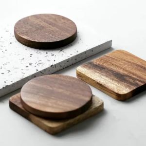1Pc Wood Coaster Square Round Mug Coasters Coffee Tea Cup Mats Table Mat Pad Wooden Drink Coasters Placemats Table Accessories