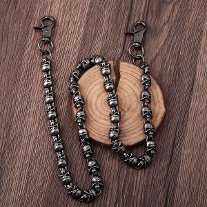 Dark Hip Hop Skull Pants Chain Slim Heavy Waist Chain Mens Pirate Skull Keychain Wallet Chain Gothic Biker Fashion Accessories