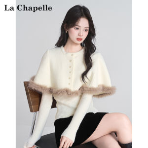 La Chapelle | Festive Red Fur-Trim Womens Cardigan Set