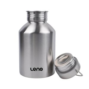 2000ML Large Capacity Single Wall Stainless Steel Sports Water Bottle Non-Insulated Flask Leakproof Travel Bottle for Outdoor