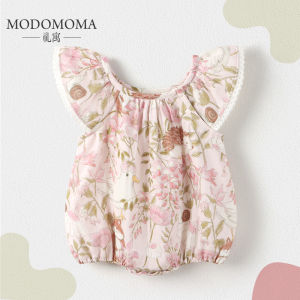 Summer Thin Nordic Style Baby Girl Clothes Floral Print Turn-down Collar Romper Crawling Suit Outfit Cotton Pure Gentle Lady