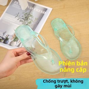 Jiaxun | Dép xăng đan đế bằng trong suốt đính pha lê chống trơn trượt