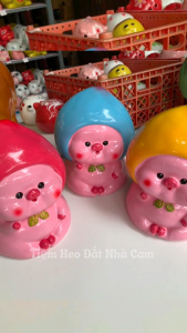 Heo Đất Tiết Kiệm - Đào Ú Size Vừa  Bóng đẹp vẽ tay tỉ mĩ Ống tiết kiệm Hộp tiết kiệm Tượng trang trí Decor Quà lưu niệm vẽ tay tỉ mỉ