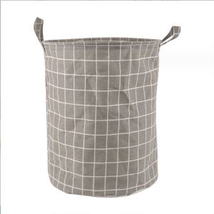 [SG stocks]Cotton Linen waterproof laundry basket round and foldable bucket large capacity space saving