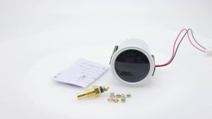 RYSJM | 12V Auto 52MM Water Temperature Gauge with Sensor 1/8NPT Smoke Lens 40-120℃ Water Temp Meter for Petrol Car White LED Light