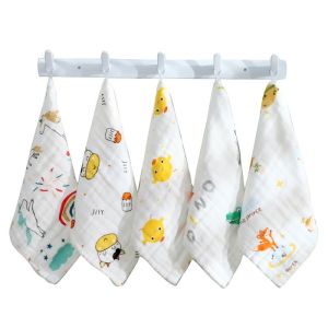 1Pcs Muslin 6 layers Cotton Soft Baby Towels Baby Cartoon Face Towel Handkerchief Bathing Feeding Face Washcloth Wipe Burp Cloth
