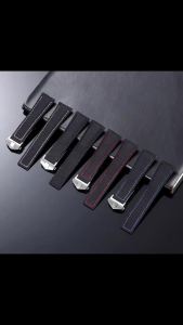 20mm 22mm Vải Nylon Dây Đeo Đồng Hồ Bằng Da Màu Đen Gấp Khóa Vòng Đeo Tay Cho Tag Heuer CARRERA AQUARACER Nam Tương Thích Dây Đeo Đồng Hồ