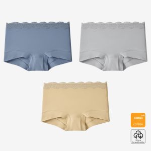 DIEANFEN | High Waisted Full Cotton Briefs Lace Trim Underwear