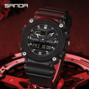 SANDA Mens Fashion Casual Sports Watch Waterproof Complete Calendar Chrono Men Digital Quartz Dual Display Watches