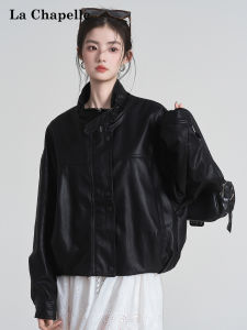 La Chapelle | Stylish American Stand Collar Loose Womens PU Leather Jacket