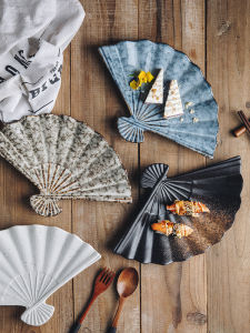 Japanese Style Sushi Plate Fan-Shaped Plate Creative Irregular Personality Snack Plate Dessert Plate Hotel Restaurant Commercial Tableware