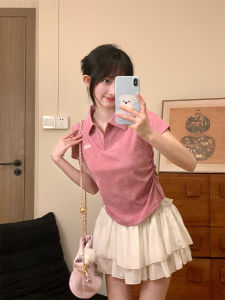 เสื้อยืดคอโปโลแขนสั้นผู้หญิงฤดูร้อนใหม่ ทรงเข้ารูป ทรงเข้ารูป ลายพันธุ์พิเศษ ทรงเข้ารูป เสื้อผ้าทำงานสไตล์เกาหลี